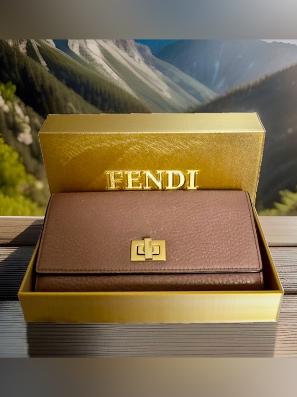 Fendi Peekaboo Continental Long Mauve Leather Wallet